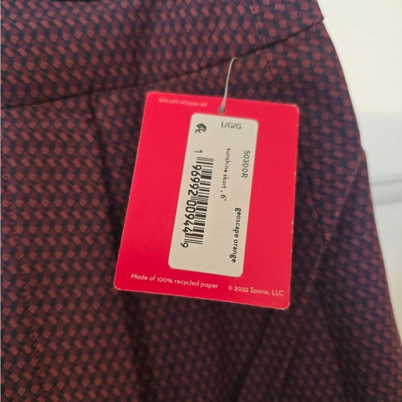 Spanx Womans Skort Large NWT UPF 50 Navy Burgundy Print Tennnis Pickleball Golf - Picture 3 of 9